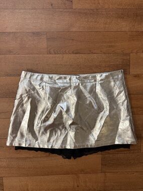 Dressed In LALA Size 3X Twinkle Toes Metallic Skort In Silver Concert Sexy Mini